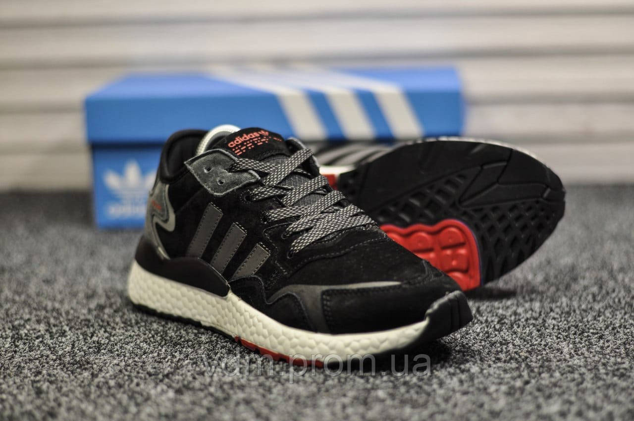 

Кроссовки мужские Adidas Nite Jogger Boost в стиле Адидас Найт джоггер, замша, код TD-9254. Черные 46, Черный