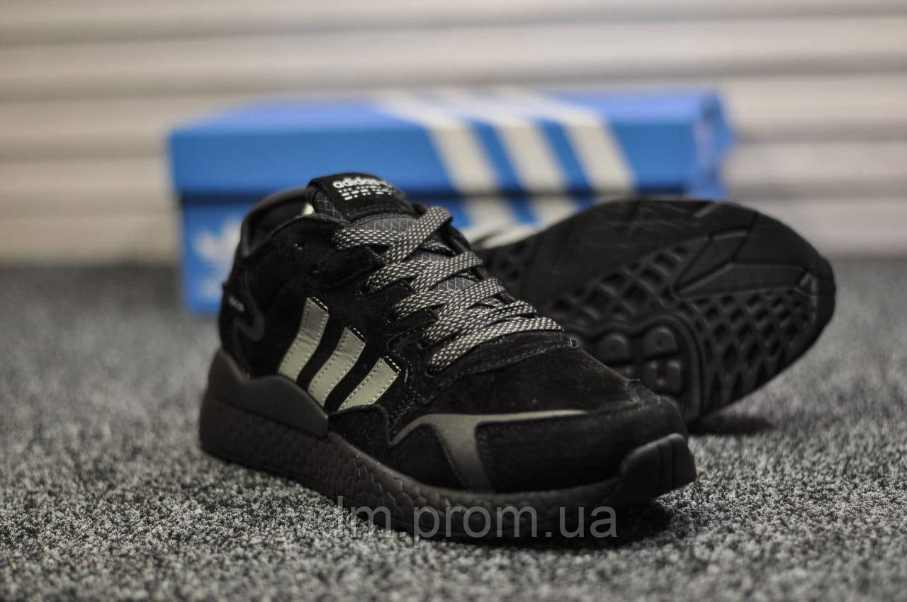 

Кроссовки мужские Adidas Nite Jogger Boost в стиле Адидас Найт джоггер, замша, код TD-9255. Черные 44, Черный