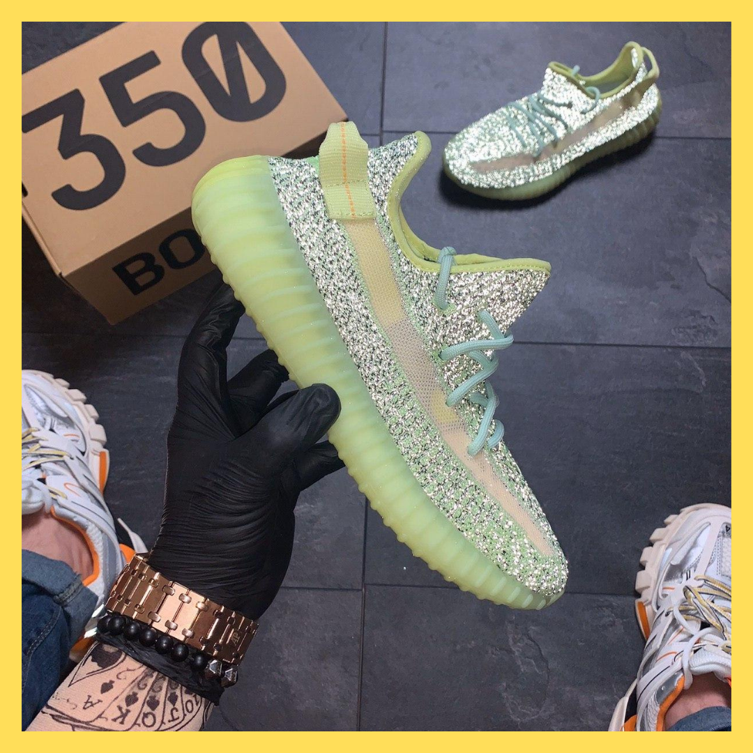 

Мужские кроссовки Adidas Yeezy Boost 350 v2 Yeеzreel Reflective Зеленые Полный рефлектив 36, Зелёный