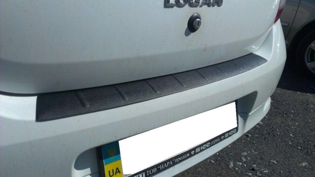 

Накладки на задний бампер Renault Logan Sd 2013- Защитные декоративные накладки на бампер авто, Черный