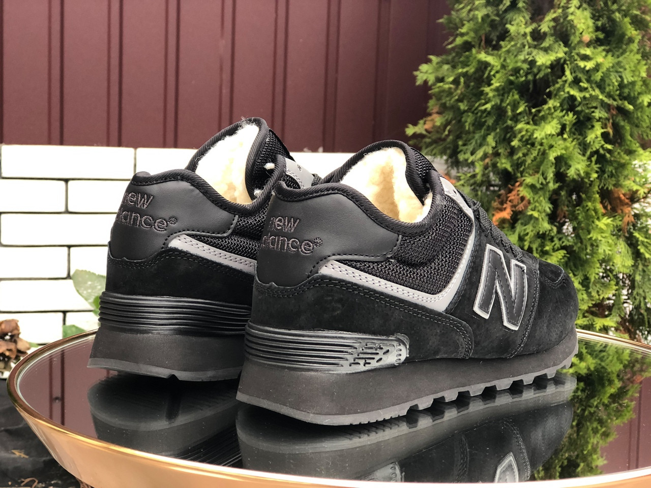 

Кроссовки зимние мужские на меху в стиле New Balance 574, черные 46, Черный