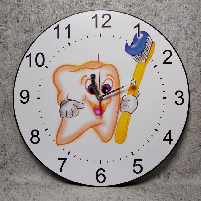 Часы настенные для стоматологии. Зубная щетка (Оранж)