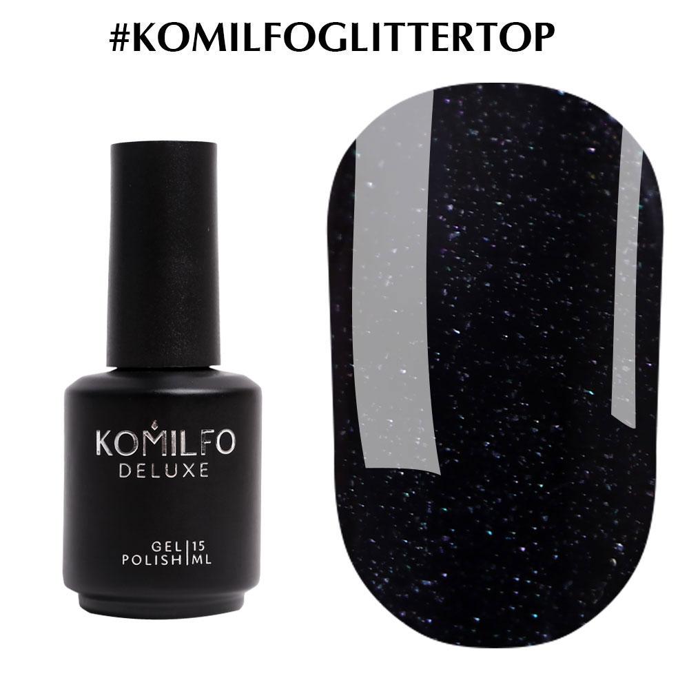 

Komilfo Glitter Top – топ для гель-лаку з гліттером без липкого шару, 15 мл