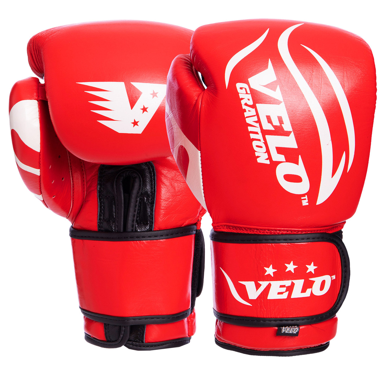 

Перчатки боксерские кожаные на липучке VELO (р-р 10-12oz, цвета в ассортименте) (Красный