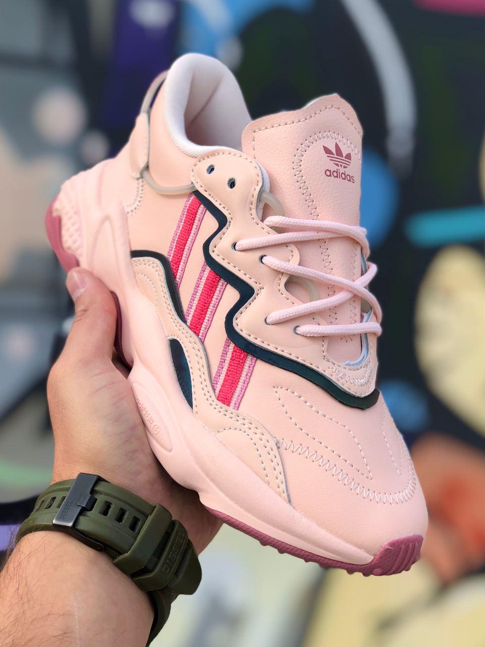 

Adidas Ozvego Rose женские кроссовки в розовом цвете. Женские кроссы Адидас Озвиго Роуз нежно-розовые., Розовый