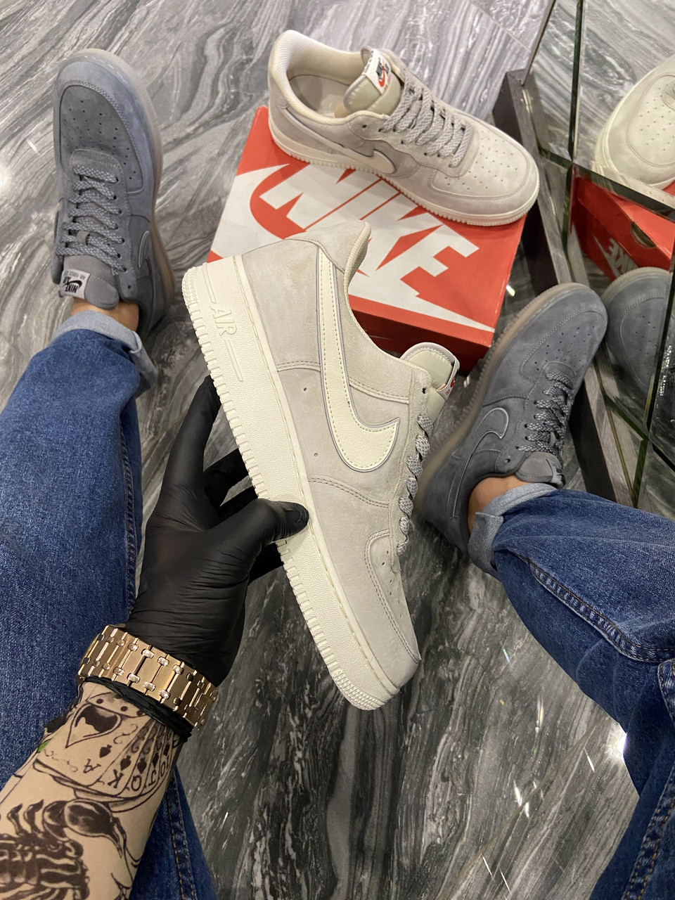 

Nike Air Force Luxury Suede Light Grey (Серый)