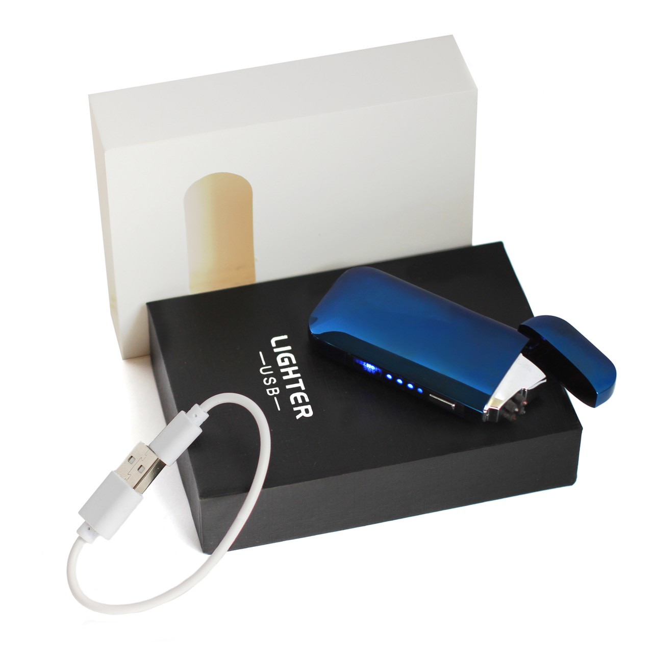 Электроимпульсная USB зажигалка Синяя (66)