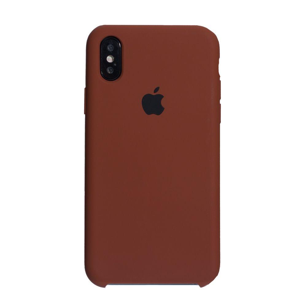 

Чехол для iPhone X Xs Silicone Case силиконовый с бархатом микрофиброй чохол на айфон х хс икс коричневый 33