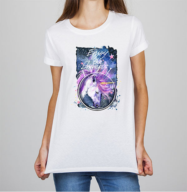 

Женская футболка с принтом Лошадь "Enjoy the Universe" Push IT, Белый