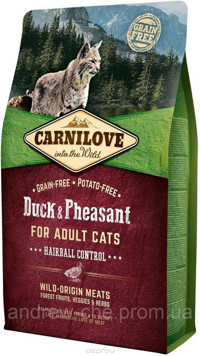 

Корм Carnilove Cat Duck&Pheasant Hairball Controll для выведения комков шерсти у котов, утка и фазан, 6 кг