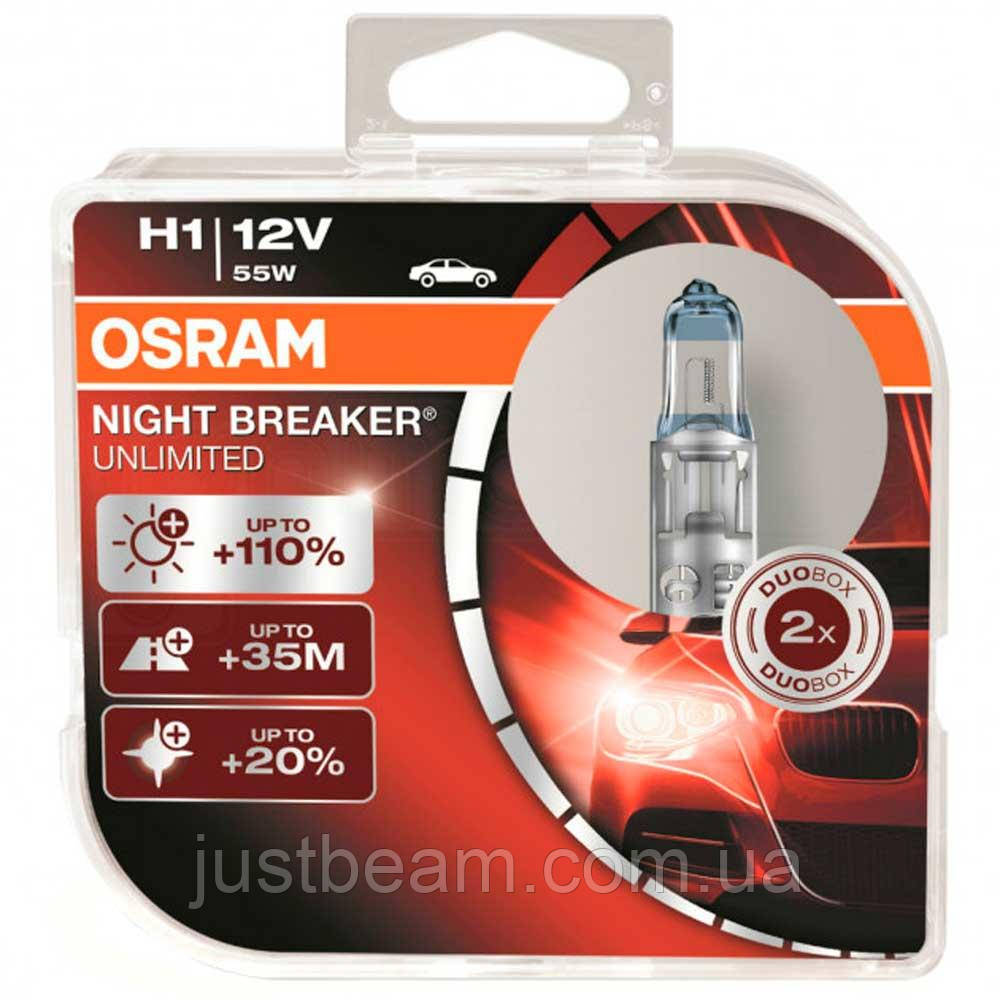 

Галогеновая лампа Osram H1 Night Breaker Unlimited 64150NBUHCB +110% 55w P14,5s HardDuopet