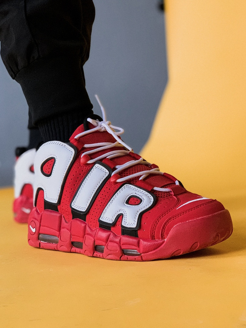 

Кроссовки Nike Air More Uptempo мужские, красные, в стиле Найк Аир Мор Аптемпо, нубук, текстиль, код FL-1132, Красный