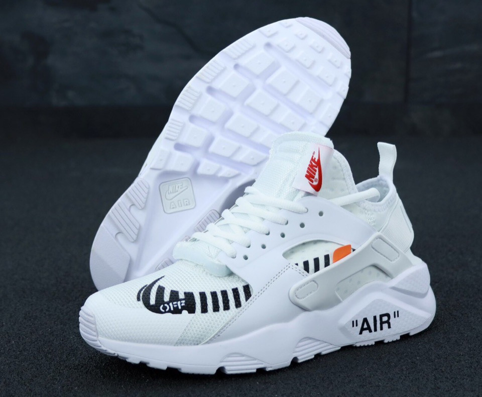 

Кроссовки женские Nike Huarache x OFF-White, Найк Хуарачи, текстиль, белые, код KD-11810, Белый