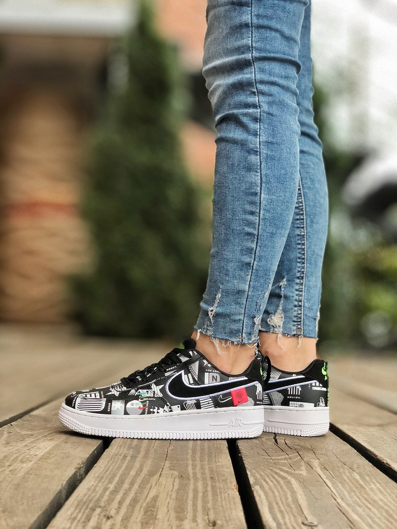 

Кроссовки женские Nike Air Force 1 WorldWide черные, Найк Аир Форс, натуральная кожа, прошиты, код Z-3137, Черный