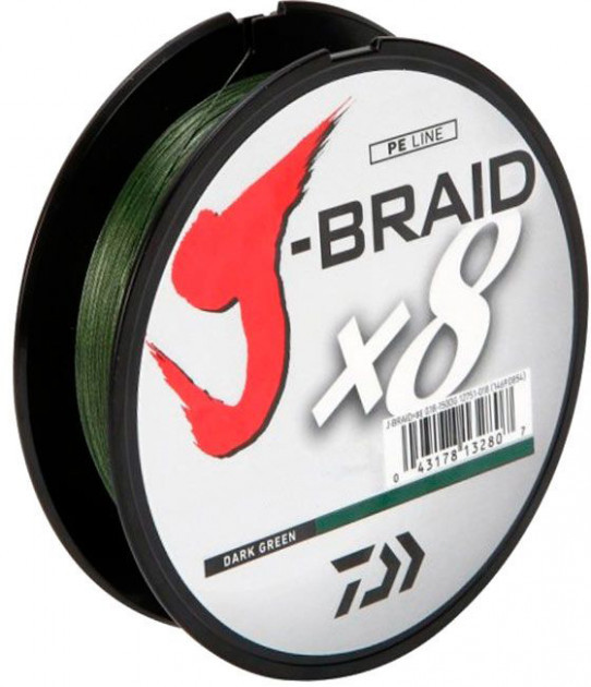 

Шнур рыболовный Daiwa J-Braid X8 0.10 мм - 150 м Dark Green, Темно-зеленый