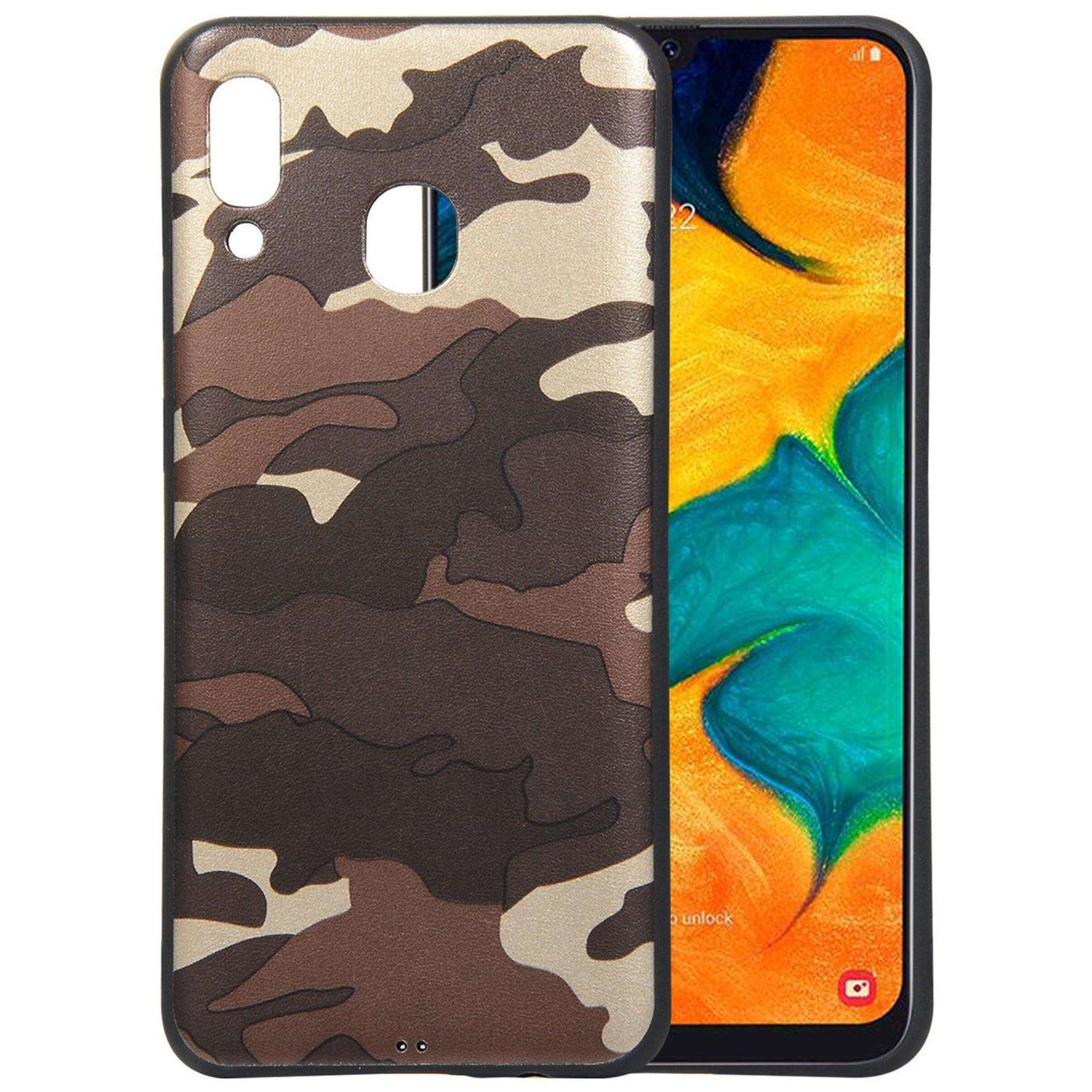 

Чехол на / для Samsung Galaxy A20 / A30 книжка, бампер, накладка камуфляж TPU, Коричневый