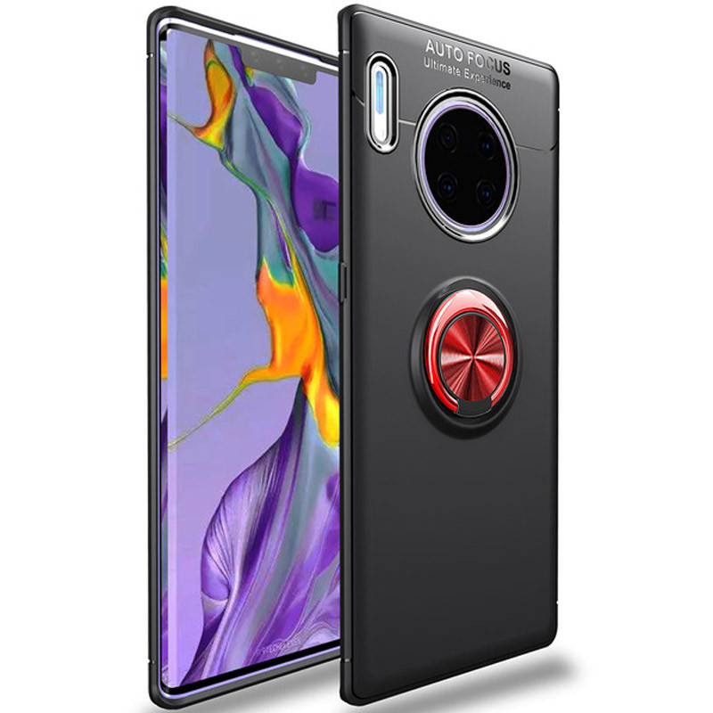 

TPU чехол Deen ColorRing под магнитный держатель для Huawei Mate 30 Pro, Черный / красный