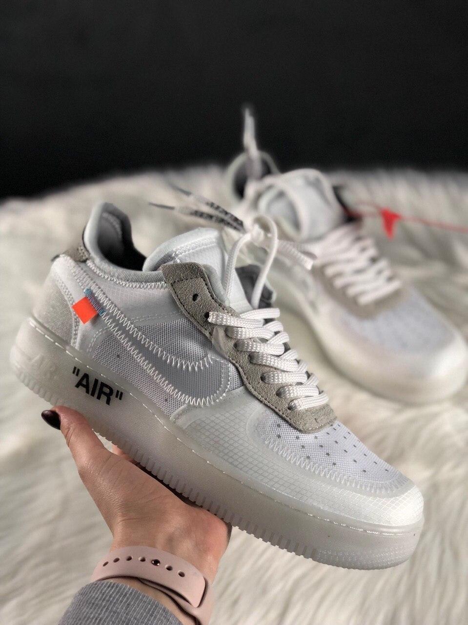 

Женские кроссовки Nike Air Force 1 Low OFF WHITE White Grey / Найк Аир Форс 1 Лоу ОФФ ВАЙТ Белые Серые, Белый