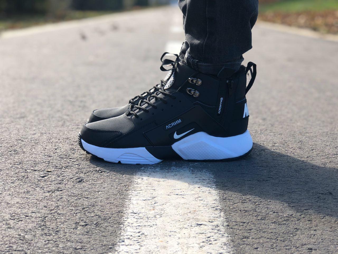 

Мужские зимние кроссовки Nike Air HuaracheX Acronym City MID-Winter Black & White / Найк Аир Хуарачи Черные