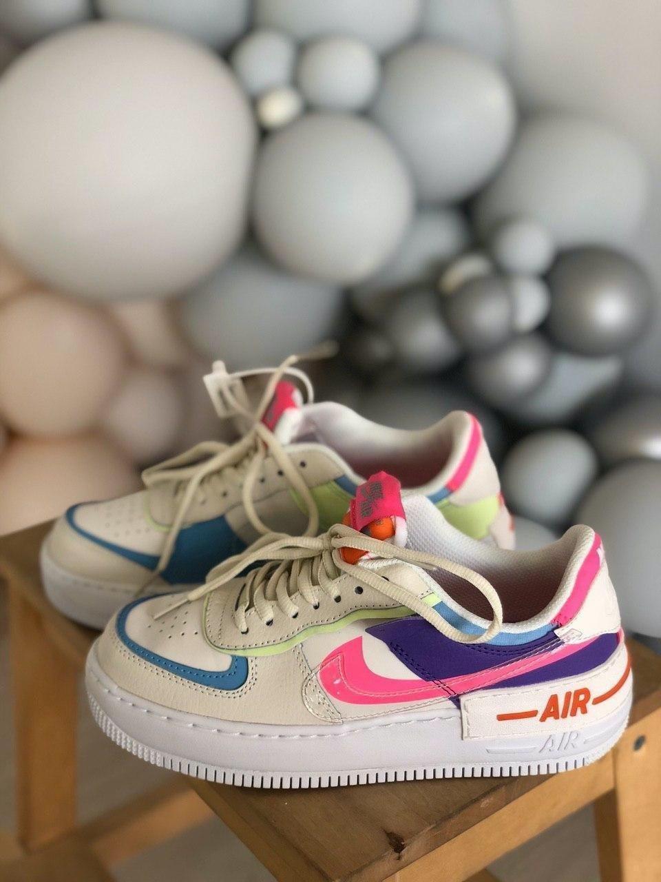 

Женские кроссовки Nike Air Force 1 Shadow White Pink Violet / Найк Аир Форс 1 Шадоу Белые Розовые Фиолетовые, Разные цвета