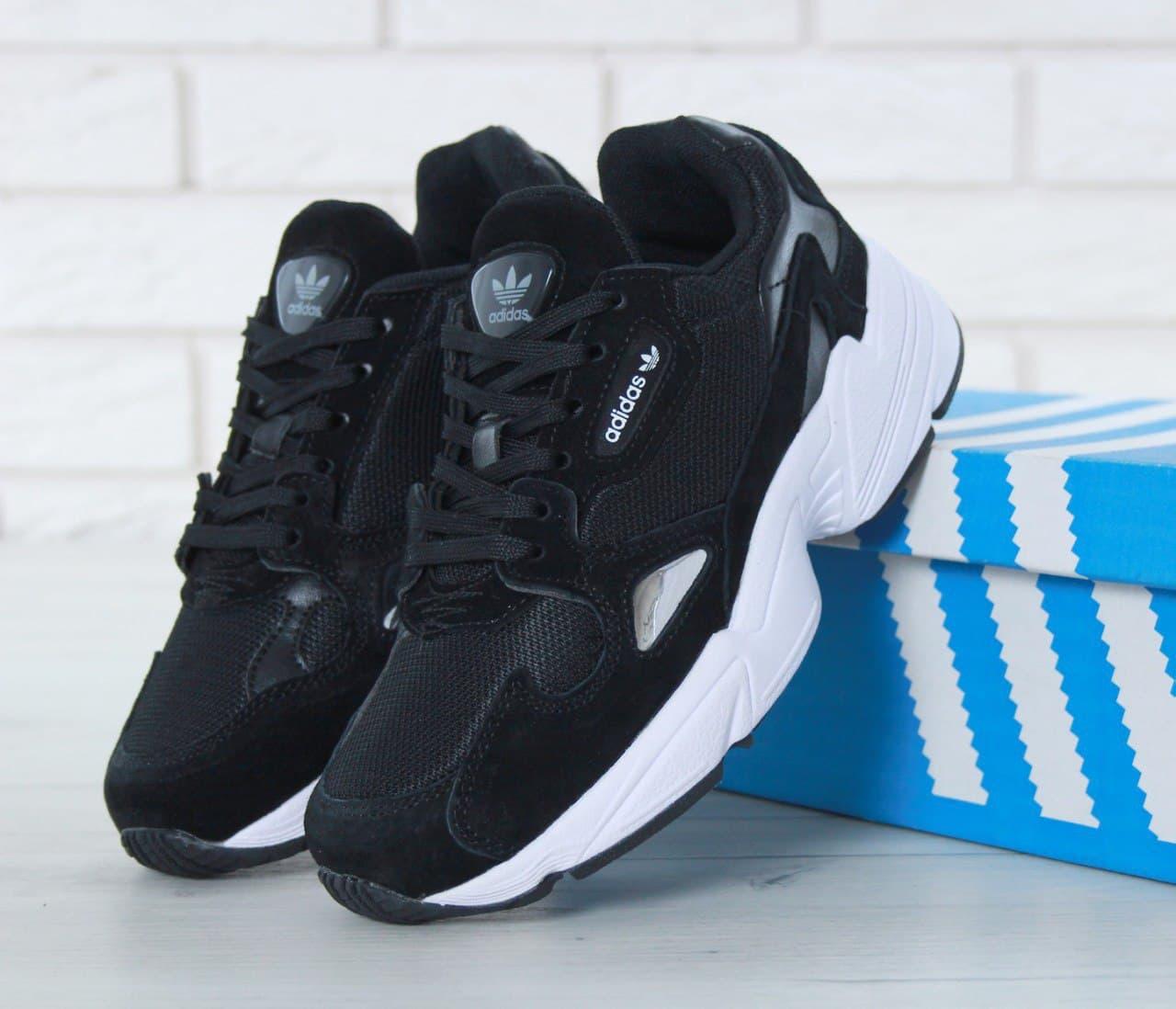 

Женские кроссовки Adidas Falcon Black White / Адидас Фалкон Черные Белые 39, Черный