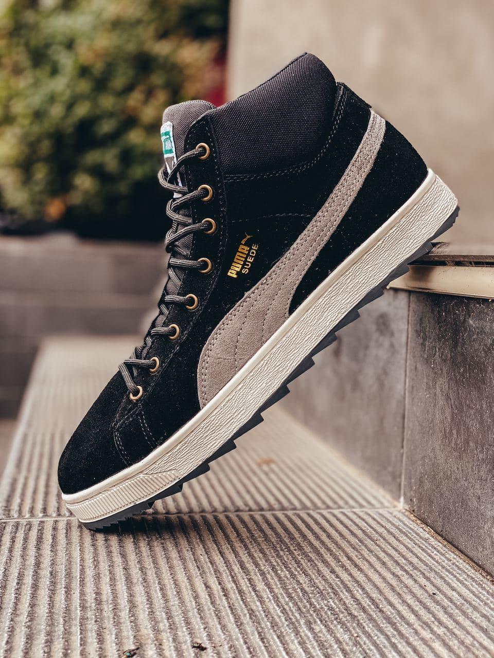 

Мужские зимние кроссовки Puma Suede Black Grey / Пума Сьюд Черные Серые 45, Черный