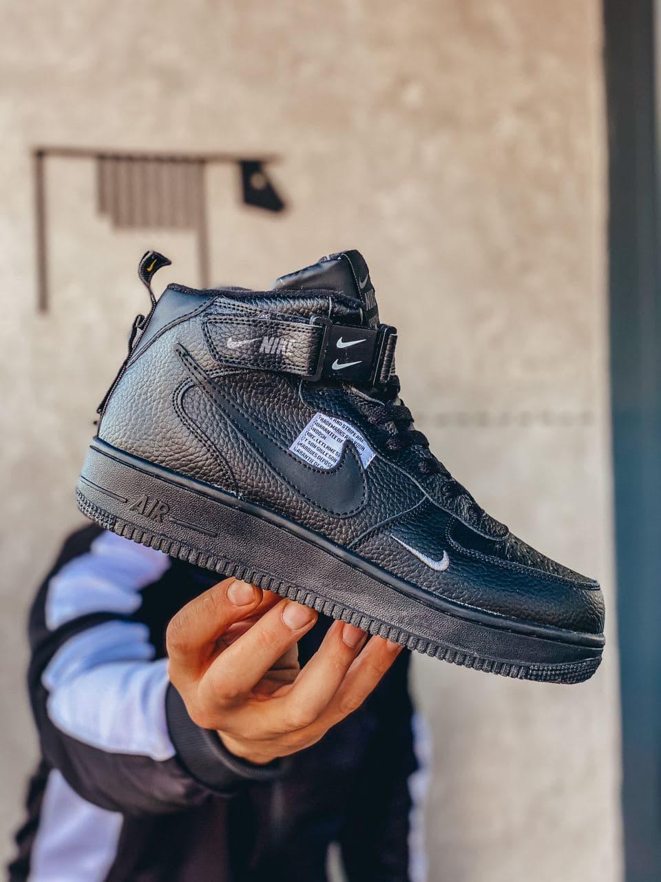 

Мужские зимние кроссовки Nike Air Force 1 High Black / Найк Аир Форс 1 Высокие Черные 42, Черный