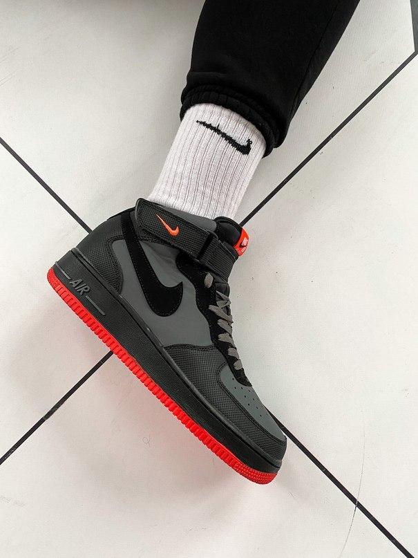 

Мужские кроссовки Nike Air Force 1 High Black Red / Найк Аир Форс 1 Высокие Черные Красные, Черный