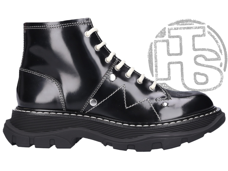 

Женские ботинки Alexander McQueen Tread Lace Up Ankle Boot Black 595469WHQSG1090 (с мехом), Черный