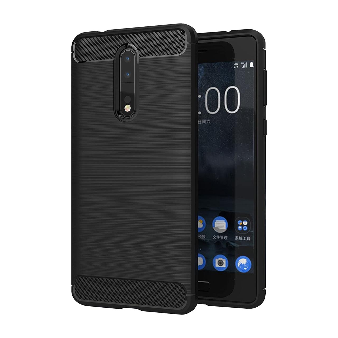 

Чехол накладка для Nokia 8 - TPU Carbon Fiber Case Черный