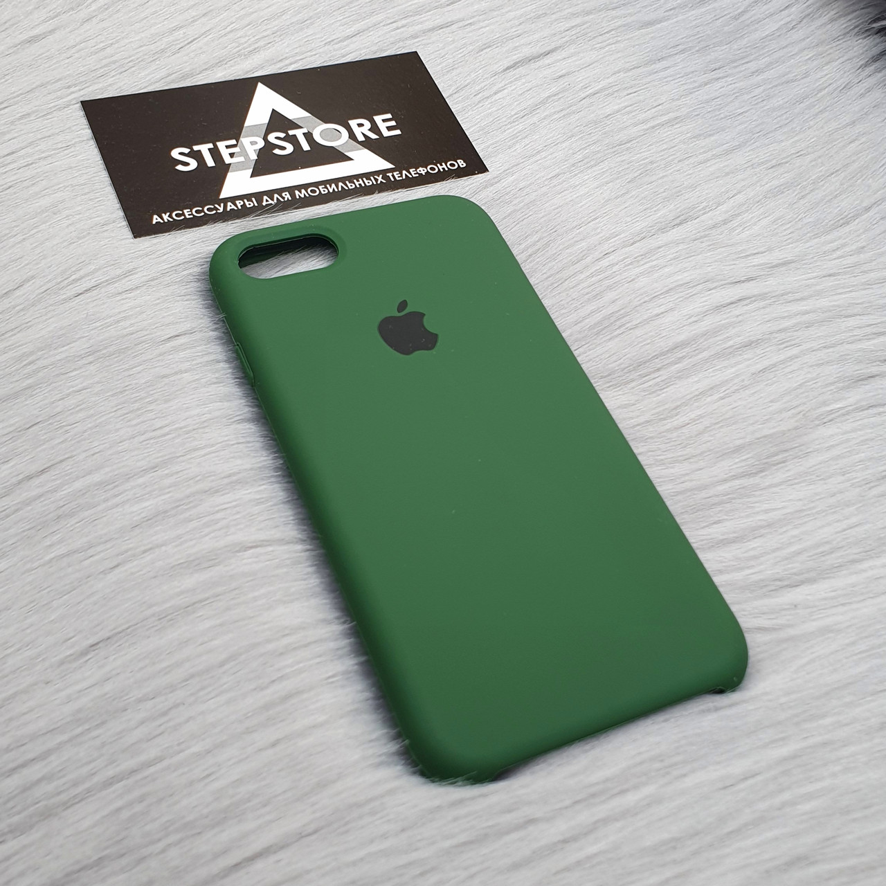 

Чехол Silicone case для iPhone 7 8 SE 2 2020 зелёный болотный хаки изумрудный pine green с микрофиброй внутри Dark Green