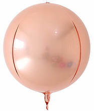 Фольгована кулька 4D сфера рожеве золото 22" (55см) Китай