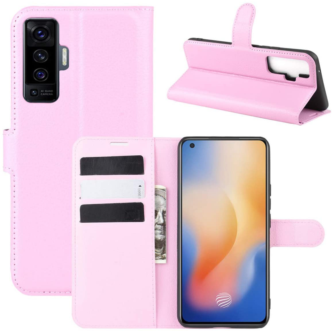 

Чехол-книжка Litchie Wallet для Vivo X50 Pink, Светло-розовый