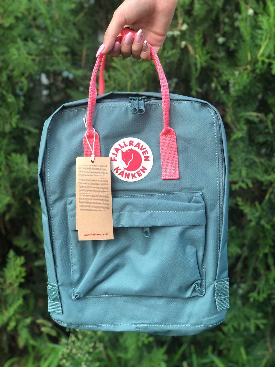 

Городской Рюкзак Fjallraven Kanken Classic 16 л Оливковый с розовыми ручками