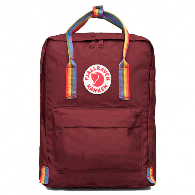 

Городской Рюкзак Fjallraven Kanken Classic Rainbow Радужный 16 л Бордовый ручка в радугу