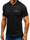 Мужская футболка поло Сhapmion (Чемпион) черная (маленькая эмблема) хлопок, фото 2