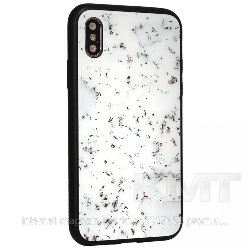 

Чехол для Glass with print TPU Case — iPhone Xs MAX — White Mramor, С дизайном