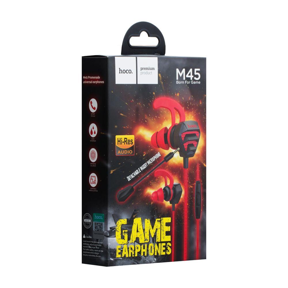 Спортивные вакуумные наушники Hoco M45 со съемным микрофоном (120см, черные)
