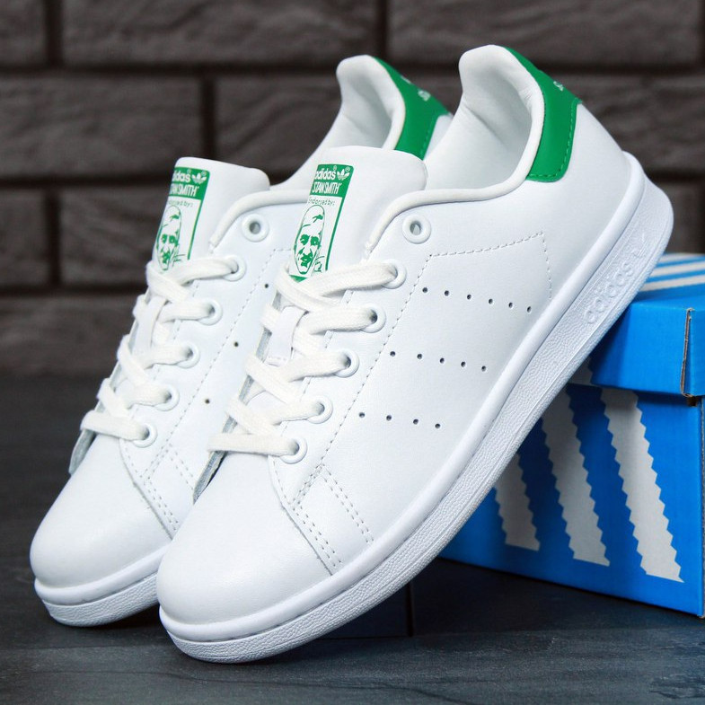 

Мужские кроссовки Adidas Stan Smith, натуральная кожа, белый, зеленый