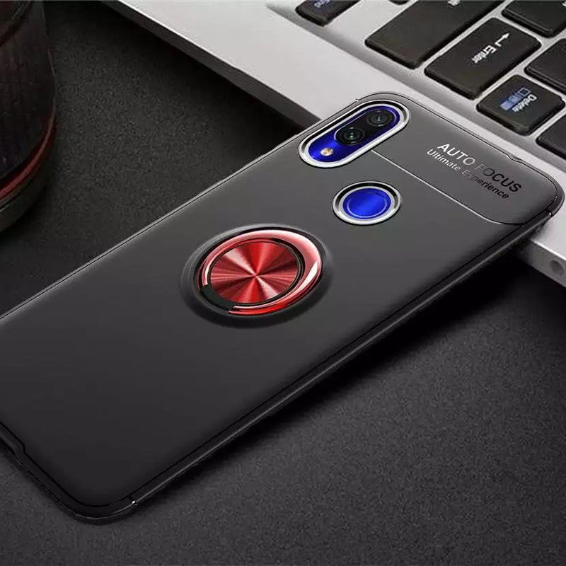 

TPU чехол Deen ColorRing под магнитный держатель (opp) для Xiaomi Redmi Note 7 / Note 7 Pro /Note 7s, Черно-красный