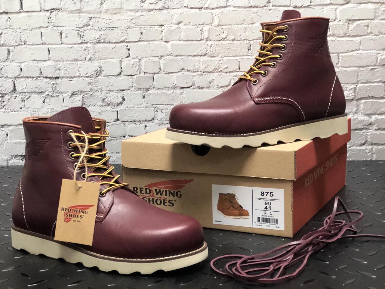 

Ботинки мужские зимние Red Wing марсала, натуральная кожа, мех, прошиты. Код KD-12323 45, Бордовый