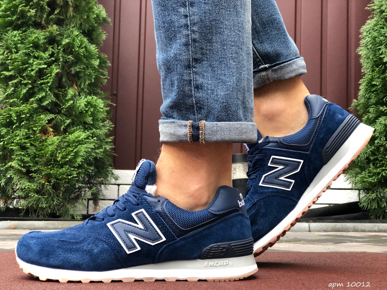 

Кроссовки мужские зимние New Balance 574 синие, Нью Баланс, натуральная замша, мех 100%, прошиты. Код SD-10012, Синий