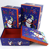 Коробка подарункова прямокутна "Новорічна, Пінгвін" №1 162, Коробка новогодняя подарочная "Пингвин", фото 2