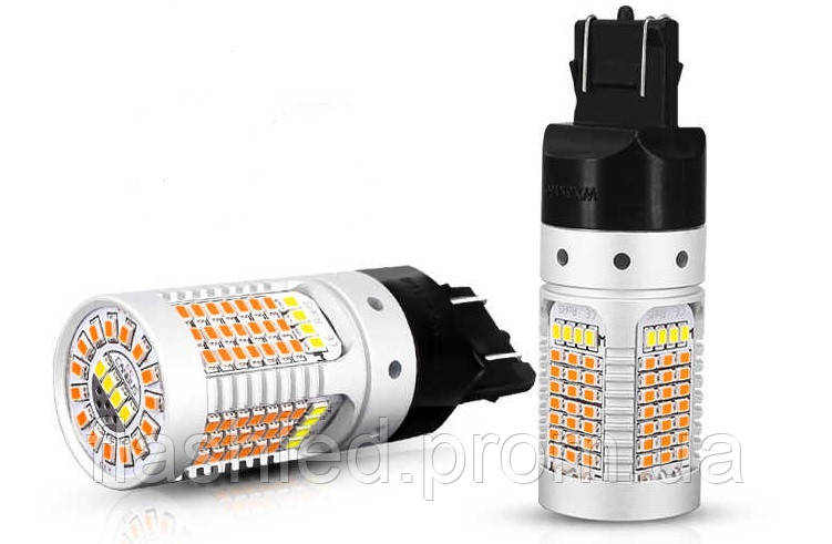 

Светодиодная лампа 7443 T20 W21/5W W3x16q 119SMD 2016 обманка 12V Белая Желтая (Двухцветная)