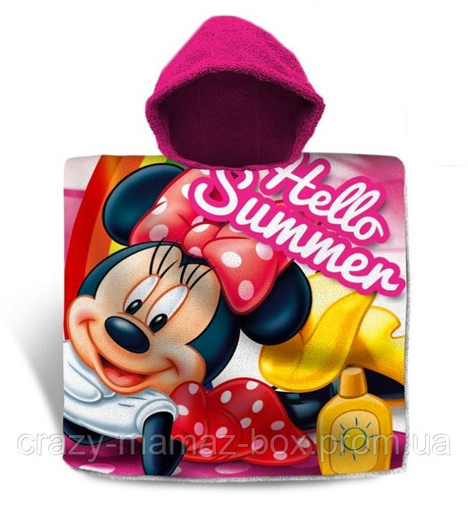 

Пляжное полотенце-пончо с капюшоном Disney Минни Маус для девочки 3-7 лет, Розовый