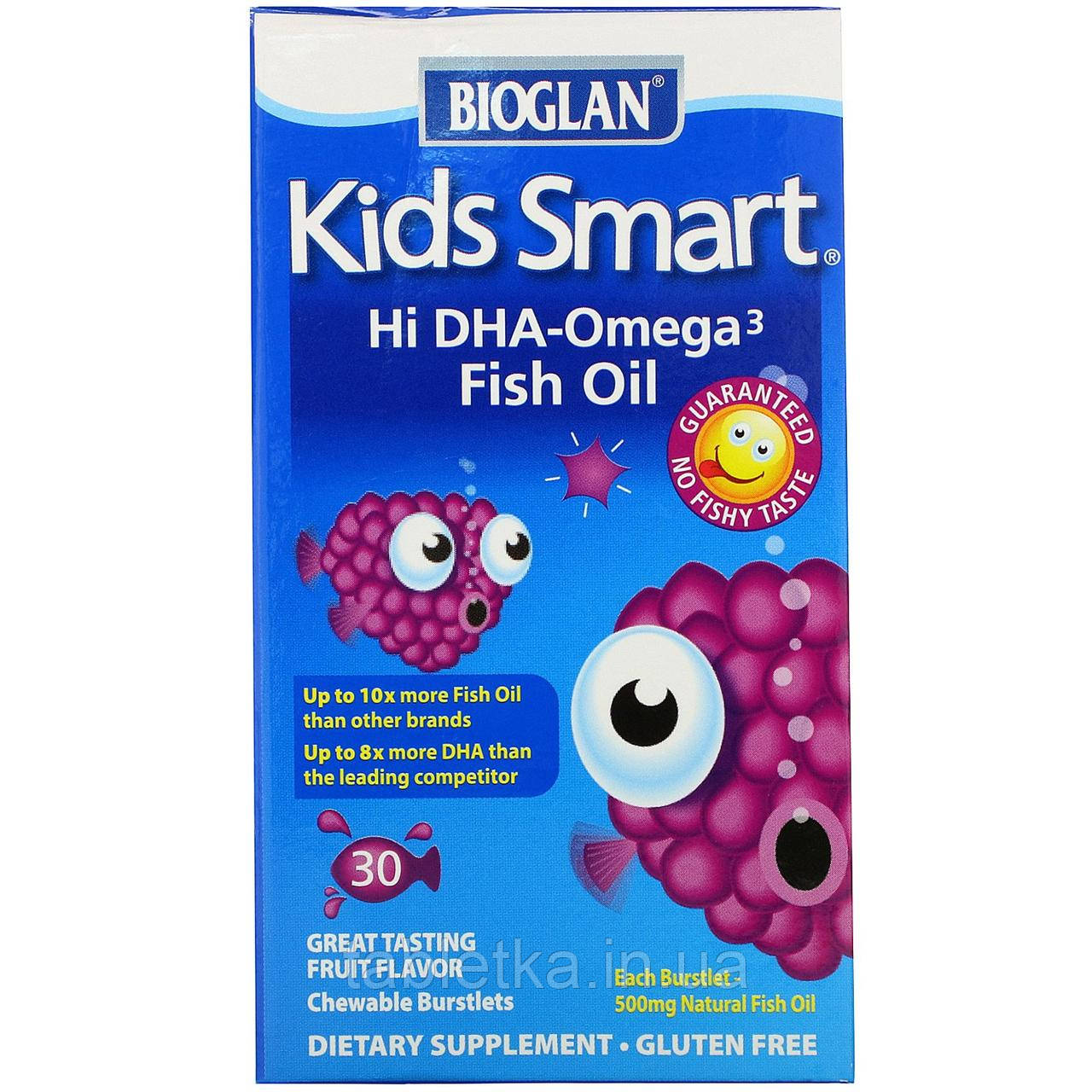 

Bioglan, Kids Smart, рыбий жир с высоким содержанием ДГК и омега-3, замечательный вкус ягод, 30 жевательных