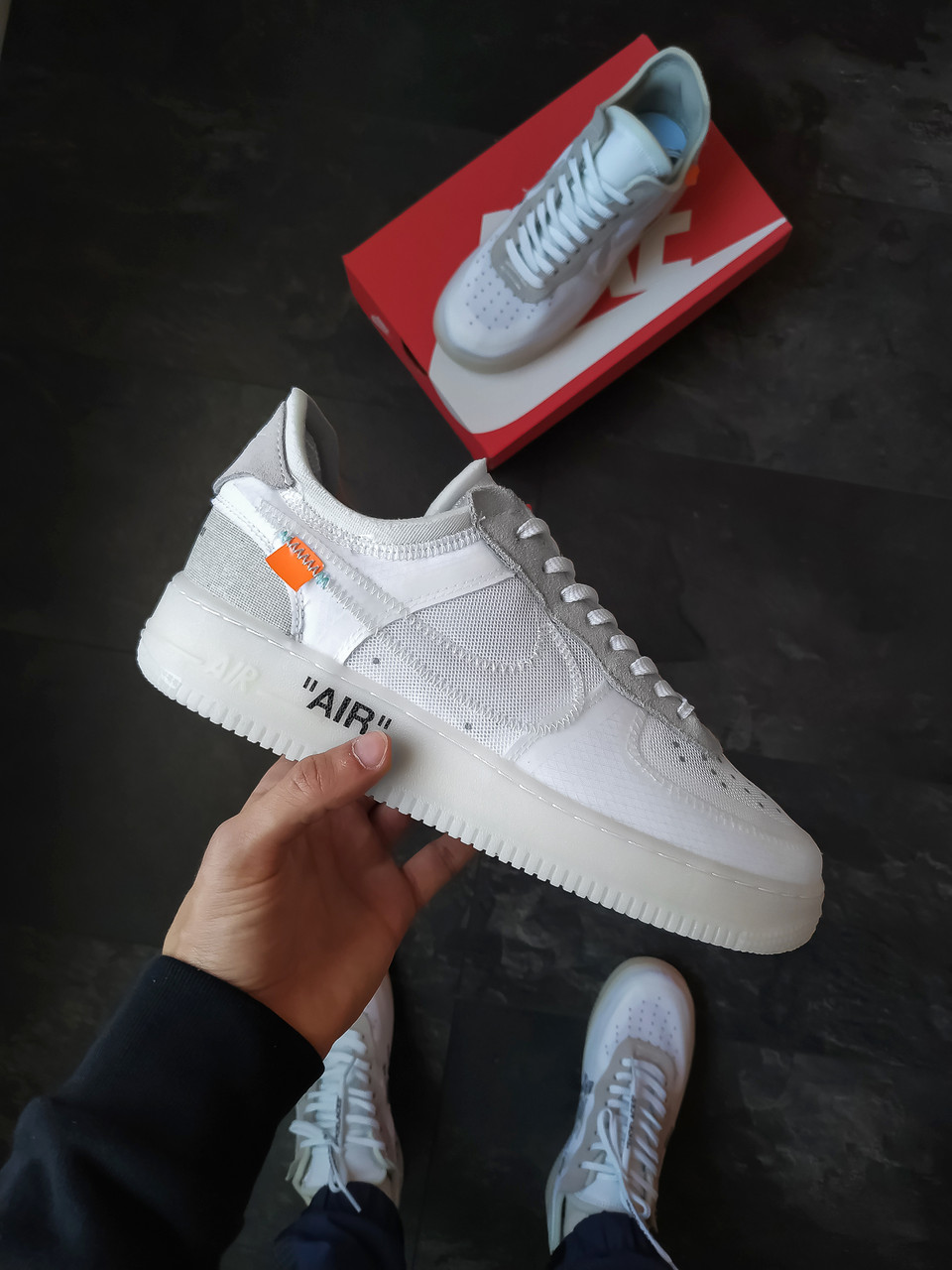 

Мужские кроссовки Nike Air Force Just Do ItxOff White белые 43, Белый