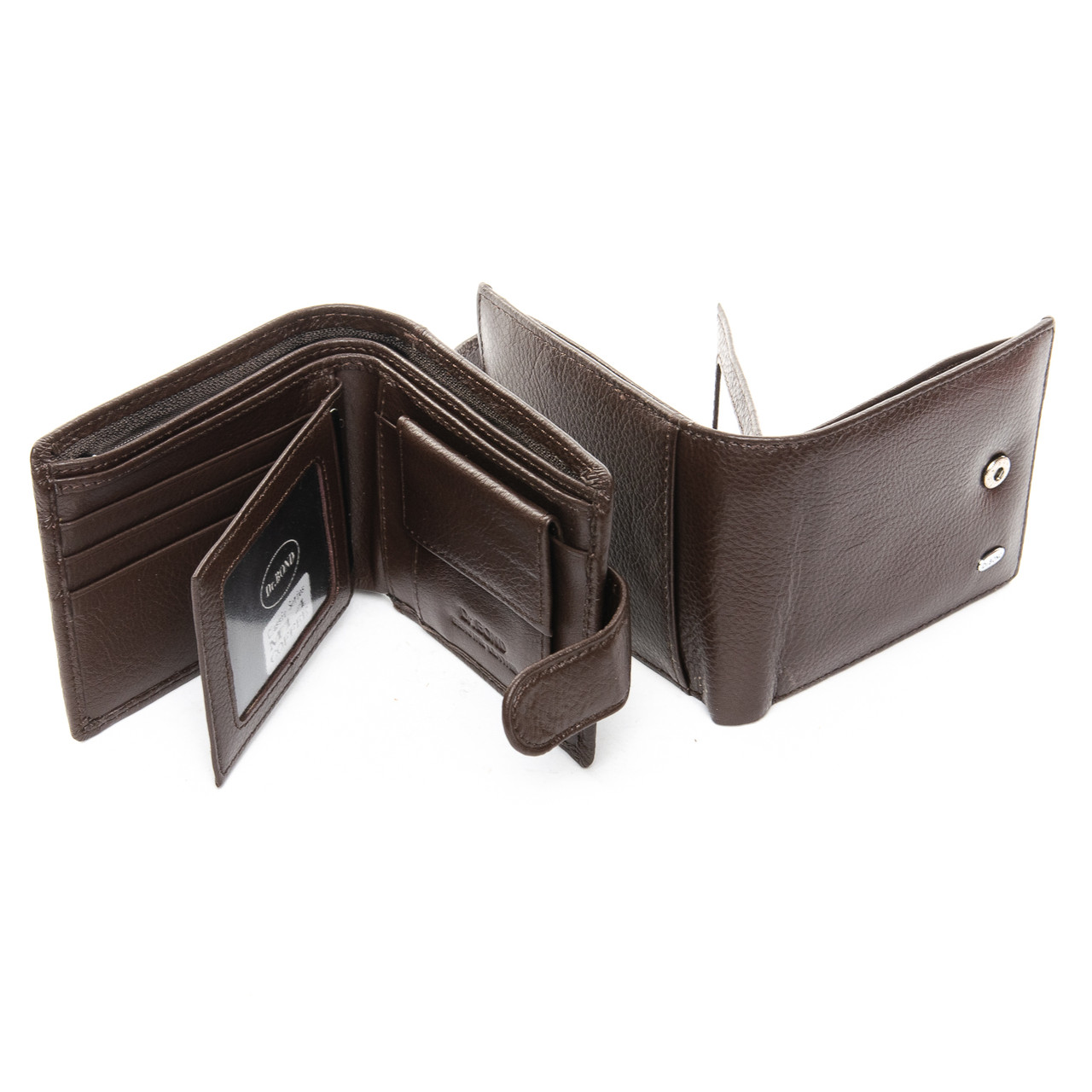 

Мужской кошелек портмоне кожаный на кнопке коричневый для денег с вкладышем для карточек Dr. Bond M14