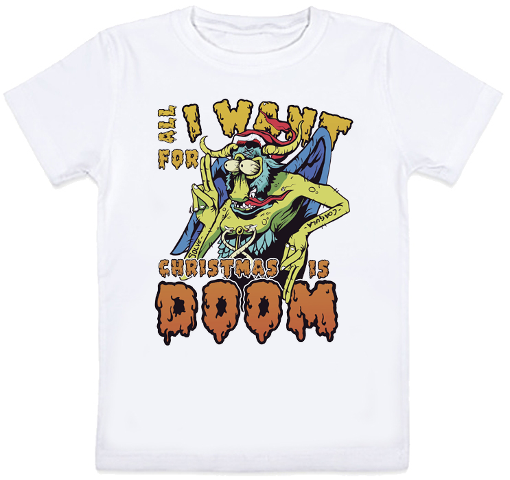 

Детская футболка "All I Want For Christmas Is Doom" (белая) 7-8