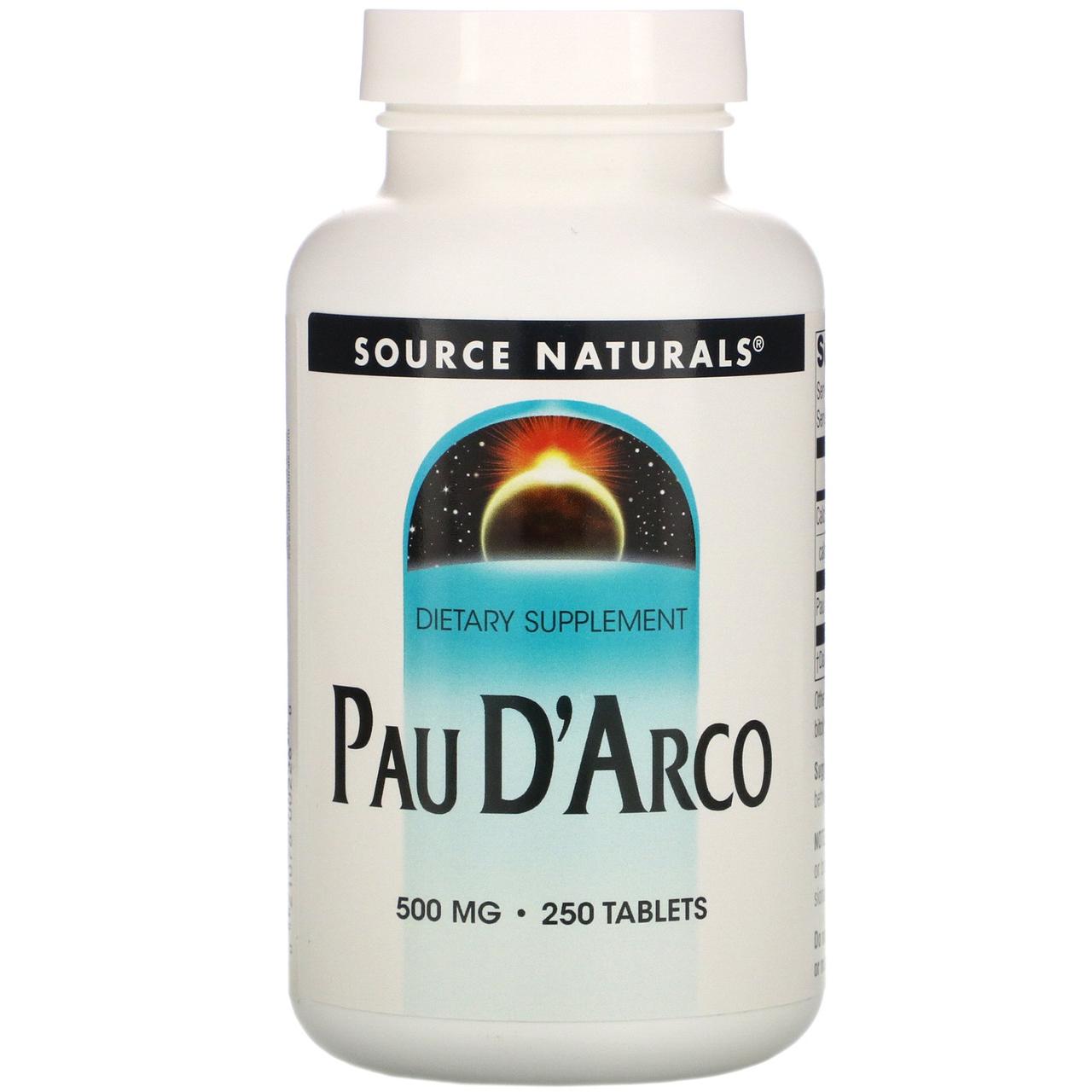 

Source Naturals, Pau D'Arco (250 таб х 500мг), кора муравьиного дерева